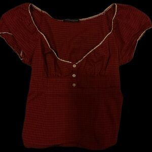 Brandy Melville Red Plaid Blouse